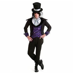 Hauntlook Men's Dark Mad Hatter Costume Medium Goth Cosplay Halloween Alice